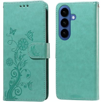 Mobigear Flowers Samsung Galaxy S26 Étui Portefeuille - Vert