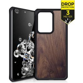 ITSkins HybridFusion Coque Samsung Galaxy S20 Ultra Coque arrière Rigide Anti-Chocs - Dark Wood