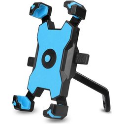 Mobigear PushHold Support Moto Rétroviseur Pince Universel - Bleu