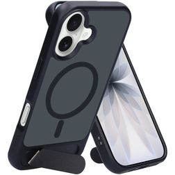 Mobiparts Hardcover Coque iPhone 17 MagSafe Coque arrière Rigide avec Support Amovible - Satin Black