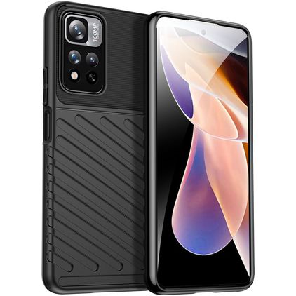 Mobigear Groove Coque Xiaomi Redmi Note 11T Coque arrière en TPU Souple - Noir