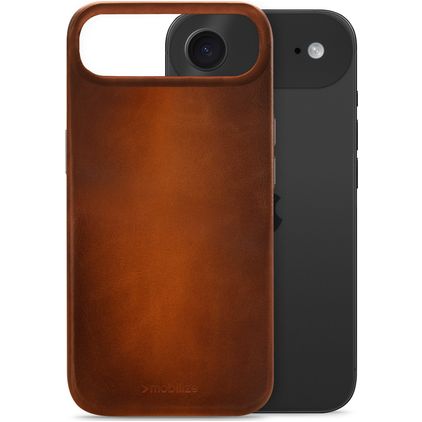 Mobilize Premium Coque iPhone Air MagSafe Coque arrière en Cuir Véritable - Burned Cognac