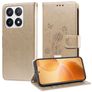 Mobigear Flowers Housse Xiaomi 14T Pro Etui Porte-Monnaie - Or