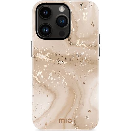MIO iPhone 14 Pro MagSafe Plastique rigide Coque arrière - Gold Marble