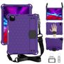Mobigear HexStrap Coque iPad Air 5 (2022) Coque arrière en Plastique rigide,EVA + Porte-crayon + Bandoulière + Support Amovible - Violet