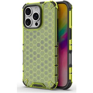 Mobigear Honeycomb Coque iPhone 16 Pro Coque arrière Rigide Anti-Chocs - Vert