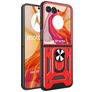 Mobigear Armor Ring Coque Motorola Razr 50 Ultra Coque arrière Rigide Anti-Chocs avec Anneau-Support - Rouge