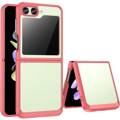 Mobigear Crystal Coque Samsung Galaxy Z Flip 5 Coque arrière Rigide - Transparent / Rouge