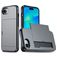 Mobigear Card Coque iPhone 16e Coque arrière Rigide Anti-Chocs avec Porte-Cartes - Gris
