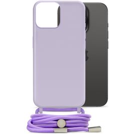 Mobilize Lanyard Gelly iPhone 15 Pro Coque avec cordon en TPU Souple - Pastel Purple