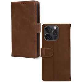 Mobilize Wallet Housse iPhone 15 Pro Etui en Cuir Véritable Porte-Monnaie - Marron