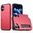 Mobigear Card Coque iPhone 16 Plus Coque arrière Rigide Anti-Chocs avec Porte-Cartes - Rouge