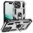 Mobigear Armor Ring Coque iPhone 17 Pro Coque arrière Rigide Anti-Chocs avec Anneau-Support - Argent