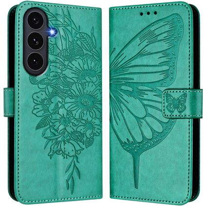 Mobigear Butterfly Housse Samsung Galaxy S26 FE Etui Porte-Monnaie - Vert