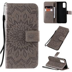 Mobigear Sunflower Housse Samsung Galaxy S20 Etui Porte-Monnaie - Gris