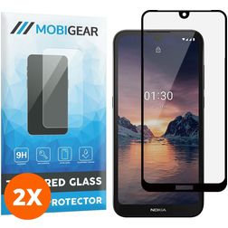 Mobigear Premium Nokia 1.3 Verre trempé Protection d'écran - Compatible coque - Noir (Lot de 2)