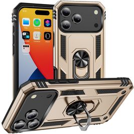 Mobigear Armor Ring Coque iPhone 17 Pro Max Coque arrière Rigide Anti-Chocs avec Anneau-Support - Or