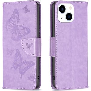 Mobigear Butterfly Housse iPhone 15 Etui Porte-Monnaie - Violet