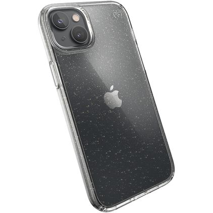 Speck Presidio Perfect Clear Glitter Coque iPhone 14 Plus Coque arrière Rigide Anti-Chocs - Transparent / Or