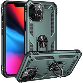 Mobigear Armor Ring Coque iPhone 14 Pro Max Coque arrière Rigide Anti-Chocs avec Anneau-Support - Vert