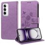 Mobigear Flowers Housse OPPO Reno 12 Pro Etui Porte-Monnaie - Violet