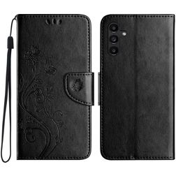 Mobigear Flowers Samsung Galaxy A36 Étui Portefeuille - Noir