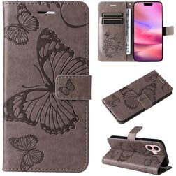 Mobigear Butterfly Housse iPhone 16 Etui Porte-Monnaie - Gris