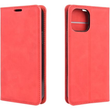 Mobigear Retro Slim Housse iPhone 12 Etui Porte-Monnaie - Rouge