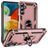 Mobigear Armor Ring Samsung Galaxy A24 Plastique rigide Coque arrière Antichoc avec bague de maintien - Rose doré
