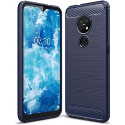 Mobigear Brushed Slim Coque Nokia 7.2 Coque arrière en TPU Souple - Bleu Marin