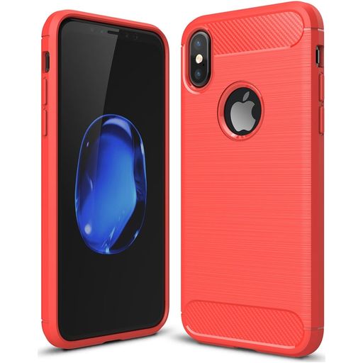 Mobigear Brushed Slim Coque iPhone XS Coque arrière en TPU Souple - Rouge