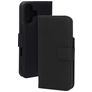 Mobiparts Wallet Housse iPhone 16 MagSafe Etui en Cuir Véritable Porte-Monnaie - Noir