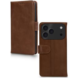 Mobilize Wallet Housse iPhone 17 Pro Etui en Cuir Véritable Porte-Monnaie - Marron