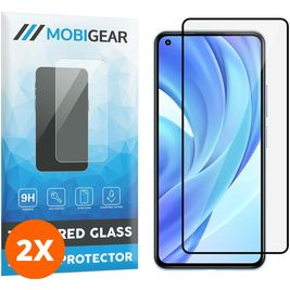 Mobigear Premium Xiaomi Mi 11 Lite Verre trempé Protection d'écran - Compatible Coque - Noir (Lot de 2)
