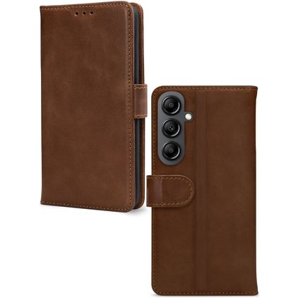 Mobilize Wallet Housse Samsung Galaxy A14 Etui en Cuir Véritable Porte-Monnaie - Marron
