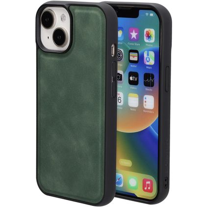 Mobiparts Classic Coque iPhone 14 MagSafe Coque arrière en TPU,Similicuir - Emerald Green