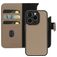 Mobiparts Housse iPhone 15 Pro MagSafe Etui avec Coque Détachable en Cuir Véritable Porte-Monnaie - Taupe