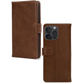 Mobilize Wallet Housse iPhone 15 Pro Max Etui en Cuir Véritable Porte-Monnaie - Marron