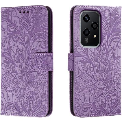 Mobigear Flowers Housse HONOR 200 Lite Etui Porte-Monnaie - Violet