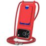 Mobigear Lanyard Card iPhone 18 Pro Coque avec cordon en Silicone et Porte-Cartes - Rouge