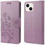 Mobigear Flowers Housse iPhone 14 Etui Porte-Monnaie - Violet