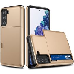 Mobigear Brushed Credit Card Slot Case Gold Samsung Galaxy S21