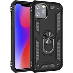 Mobigear Armor Ring Coque iPhone 11 Pro Coque arrière Rigide Anti-Chocs avec Anneau-Support - Noir