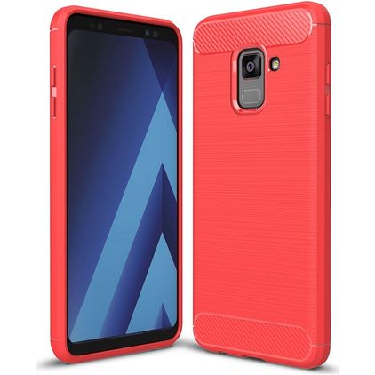 Mobigear Brushed Slim Coque Samsung Galaxy A8 (2018) Coque arrière en TPU Souple - Rouge