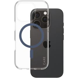 CARE by PanzerGlass Flagship Coque iPhone 16 Pro MagSafe Coque arrière Rigide - Transparent / Bleu