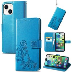 Mobigear Clover Housse iPhone 15 Etui Porte-Monnaie - Bleu