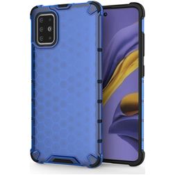 Mobigear Honeycomb Coque Samsung Galaxy A51 Coque arrière Rigide Anti-Chocs - Bleu