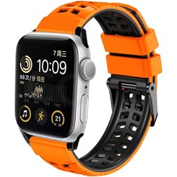 Mobigear Aero Armor Bracelet Silicone Apple Watch Fermeture boucle ardillon - 49/46/45/44 mm - Orange / Noir