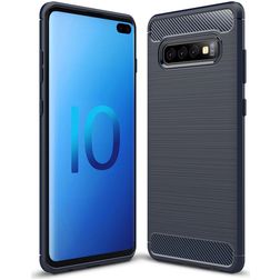 Mobigear Brushed Slim Samsung Galaxy S10 Plus TPU souple Coque arrière - Bleu