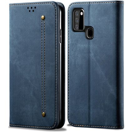 Mobigear Denim Slim Housse Samsung Galaxy A21s Etui Porte-Monnaie - Bleu